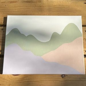 11”x14” hand painted boho mountain landscape